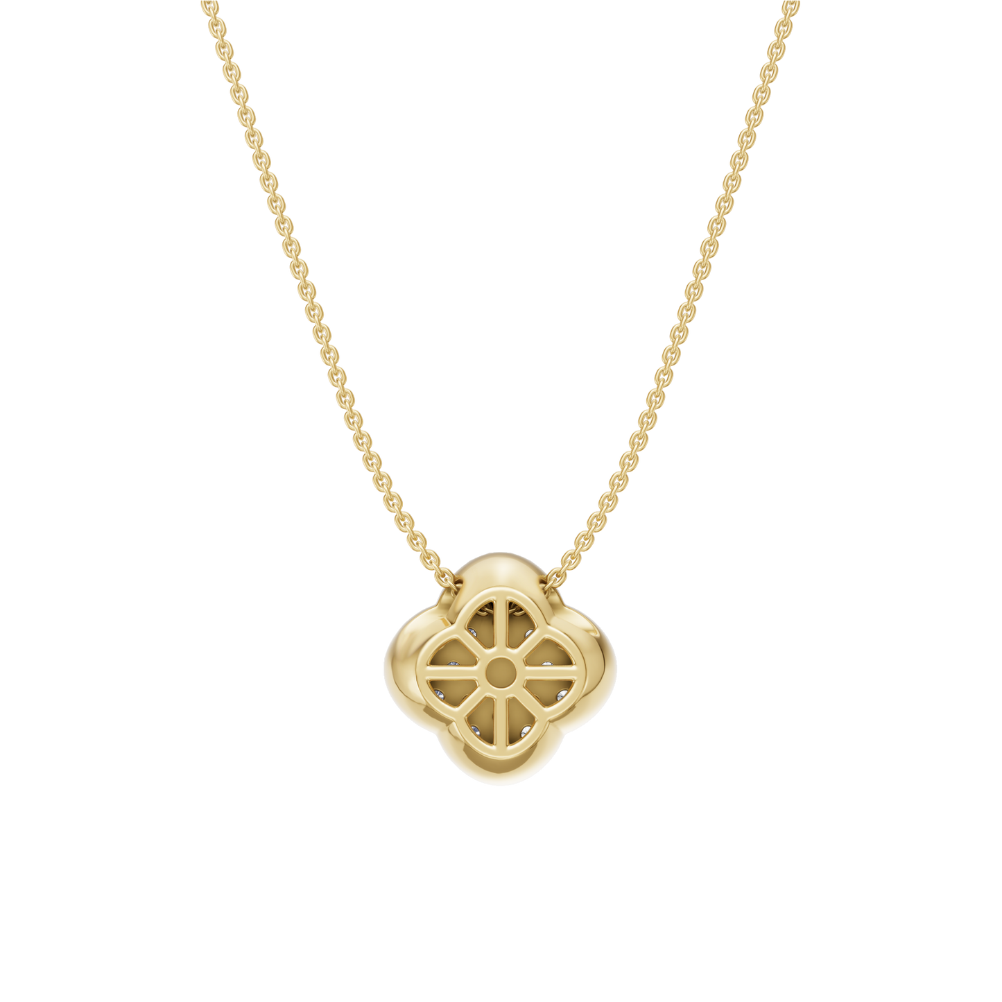 Yellow Gold-Clover  Pave Pendant_view=BACK