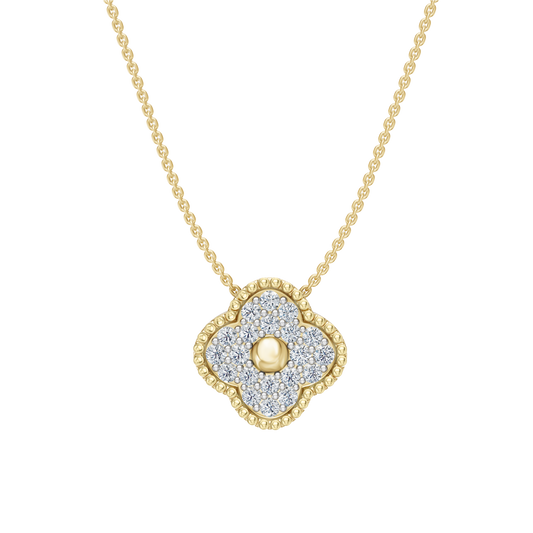 Yellow Gold-Clover  Pave Pendant_view=FRONT