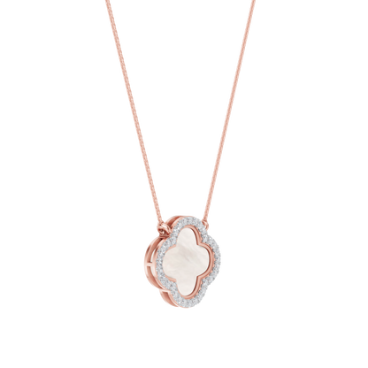 Pink Gold-Quatrefoil Mother of Pearl and Lab Diamond Pendant_view=3DV