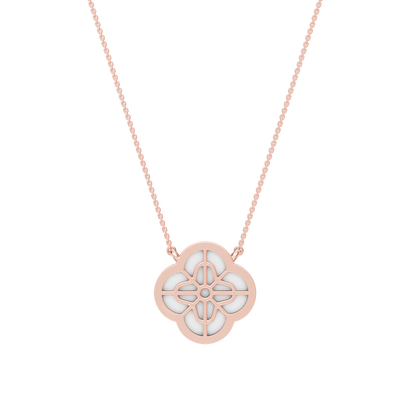 Pink Gold-Quatrefoil Mother of Pearl and Lab Diamond Pendant_view=BACK