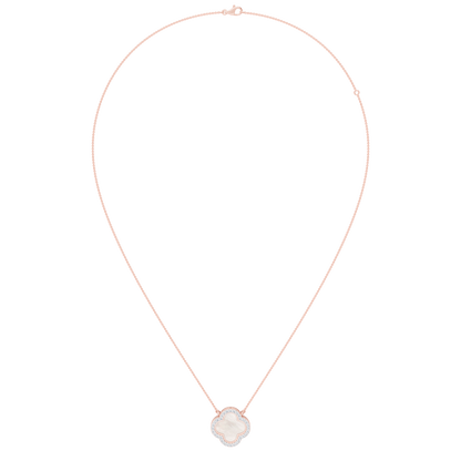 Pink Gold-Quatrefoil Mother of Pearl and Lab Diamond Pendant_view=FRONT