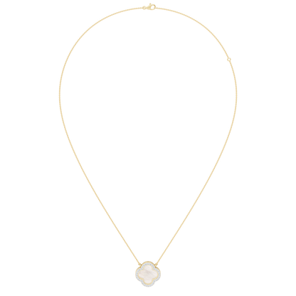Yellow Gold-Quatrefoil Mother of Pearl and Lab Diamond Pendant_view=FRONT