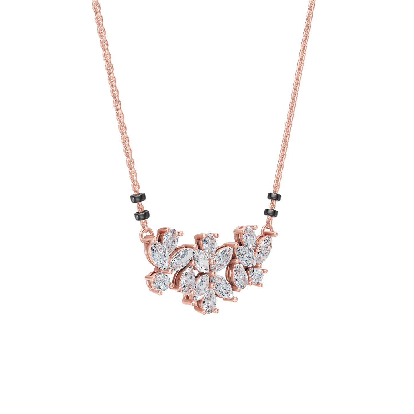 Pink Gold-Stardust  Lab Diamond Mangalsutra_view=3DV