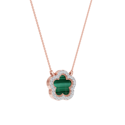 Pink Gold-Petal Malachite and Lab Diamond Pendant_view=3DV