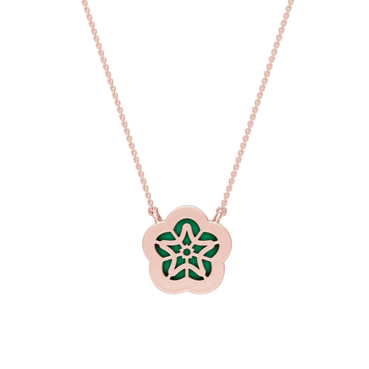 Pink Gold-Petal Malachite and Lab Diamond Pendant_view=BACK