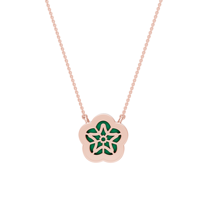 Pink Gold-Petal Malachite and Lab Diamond Pendant_view=BACK