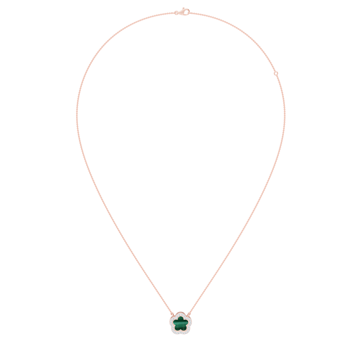Pink Gold-Petal Malachite and Lab Diamond Pendant_view=FRONT