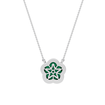 White Gold-Petal Malachite and Lab Diamond Pendant_view=BACK