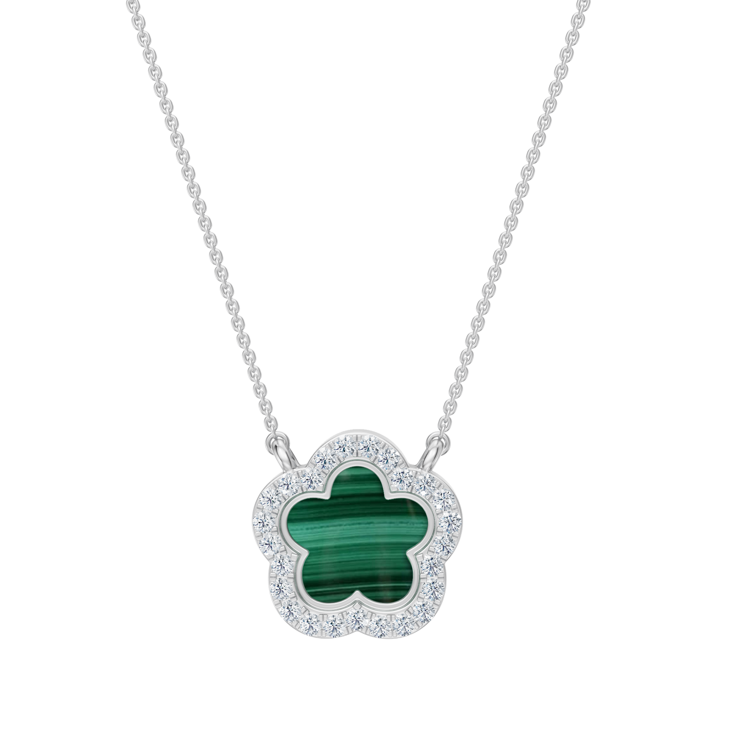 White Gold-Petal Malachite and Lab Diamond Pendant_view=TOP