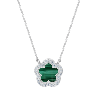 White Gold-Petal Malachite and Lab Diamond Pendant_view=TOP