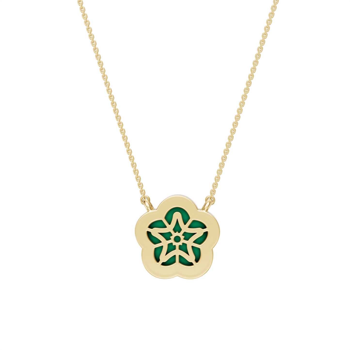 Yellow Gold-Petal Malachite and Lab Diamond Pendant_view=BACK