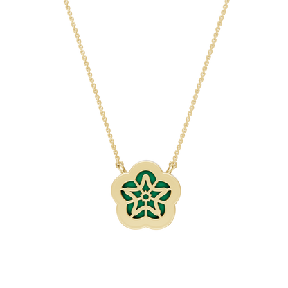 Yellow Gold-Petal Malachite and Lab Diamond Pendant_view=BACK