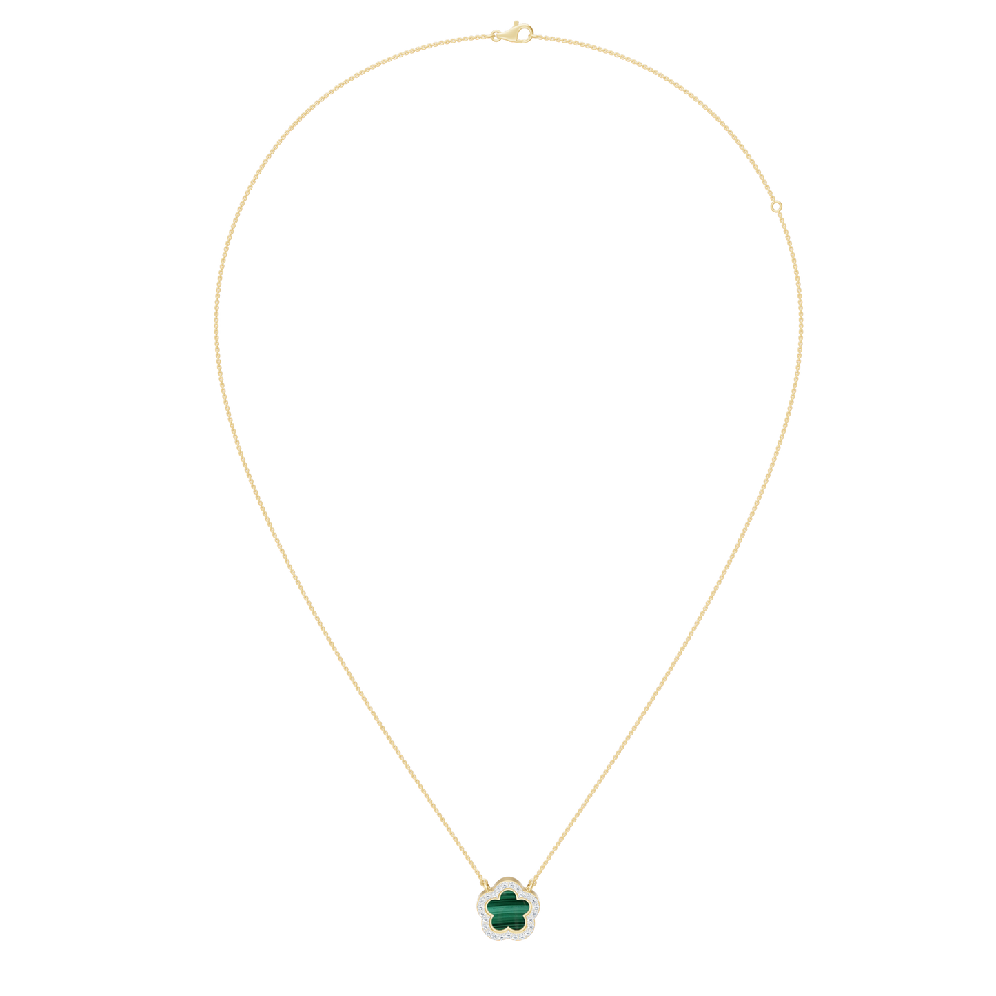Yellow Gold-Petal Malachite and Lab Diamond Pendant_view=FRONT