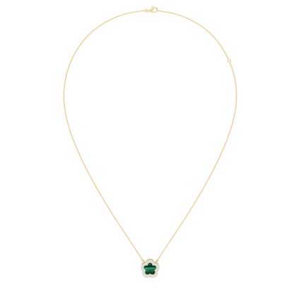Yellow Gold-Petal Malachite and Lab Diamond Pendant_view=FRONT