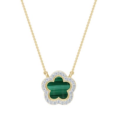 Yellow Gold-Petal Malachite and Lab Diamond Pendant_view=TOP