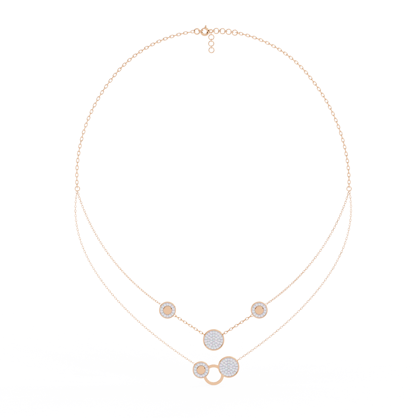 Pink Gold-Gemini Necklace Lab Diamond_view=FRONT
