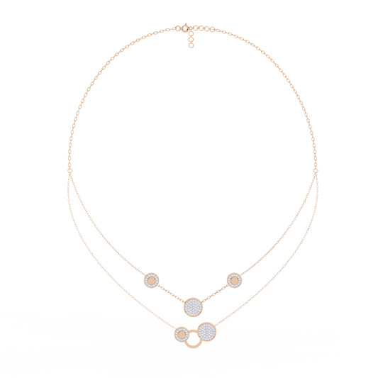 Pink Gold-Gemini Necklace Lab Diamond_view=FRONT