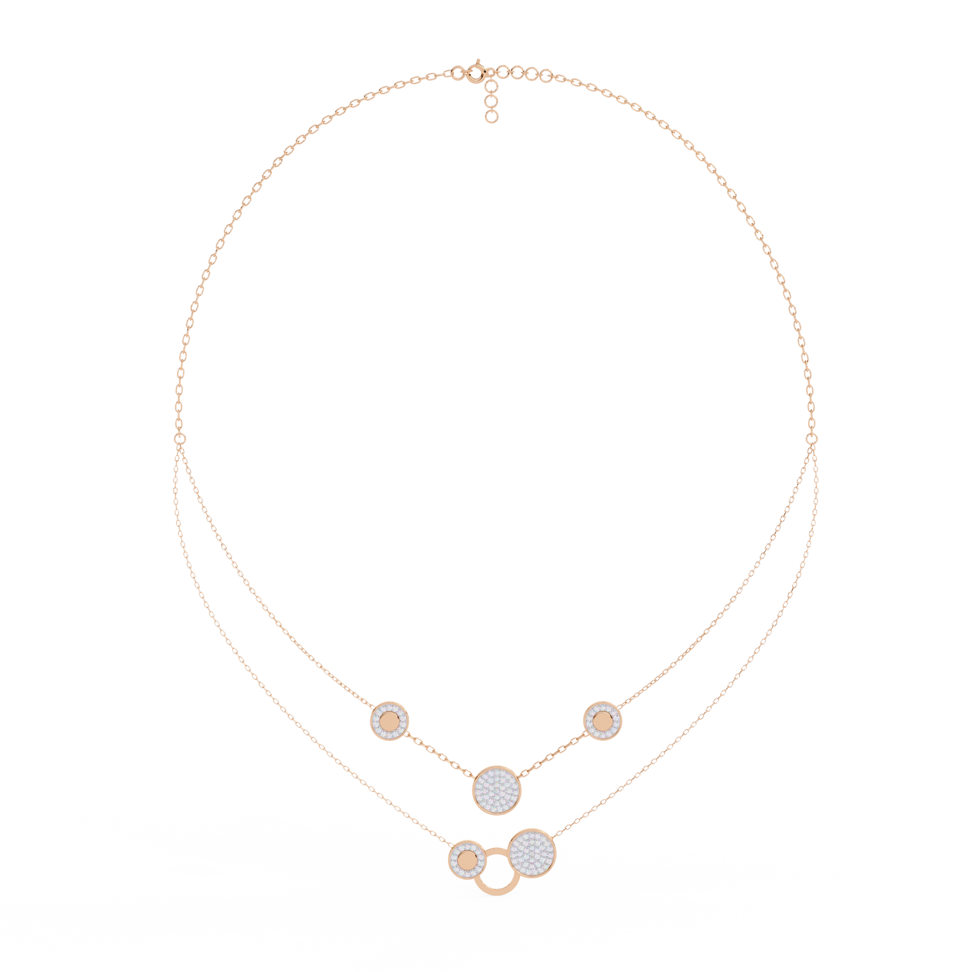 Pink Gold-Gemini Necklace Lab Diamond_view=FRONT