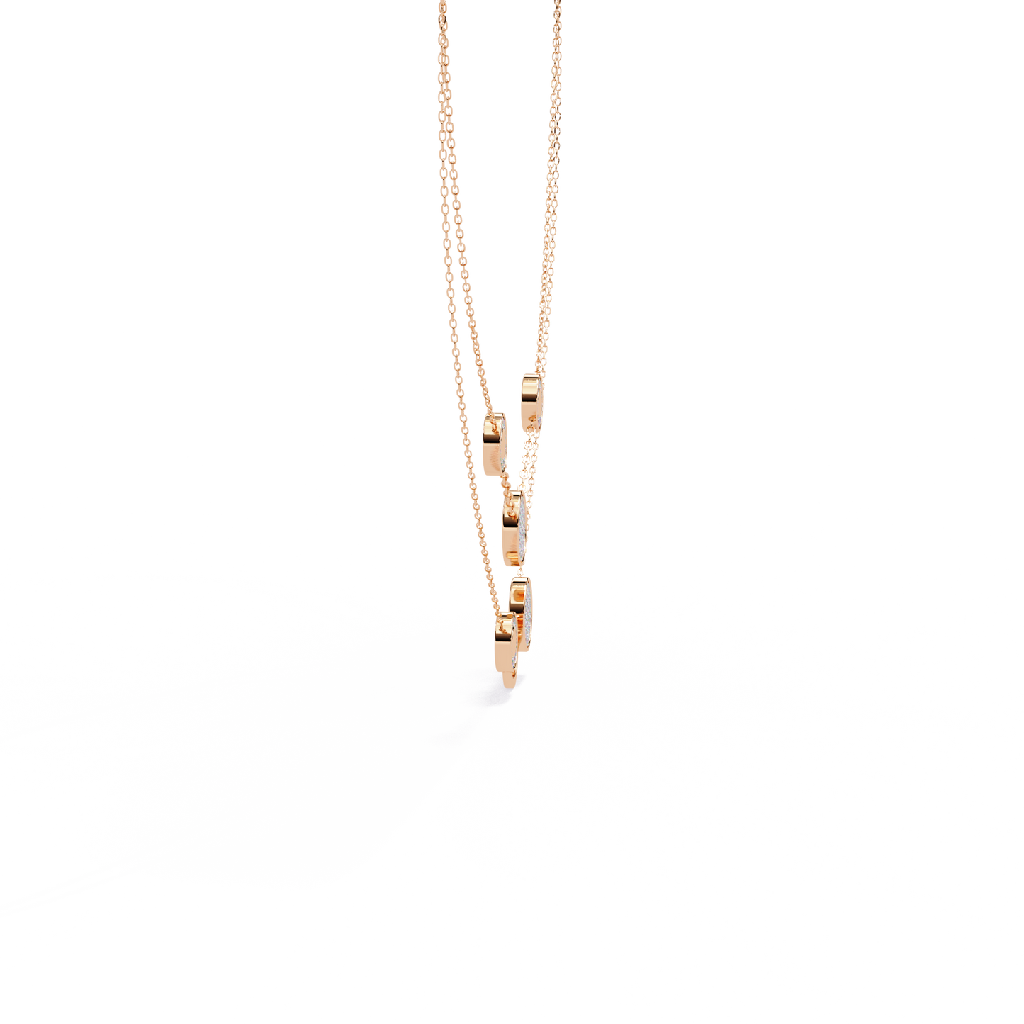 Pink Gold-Gemini Necklace Lab Diamond_view=SIDE