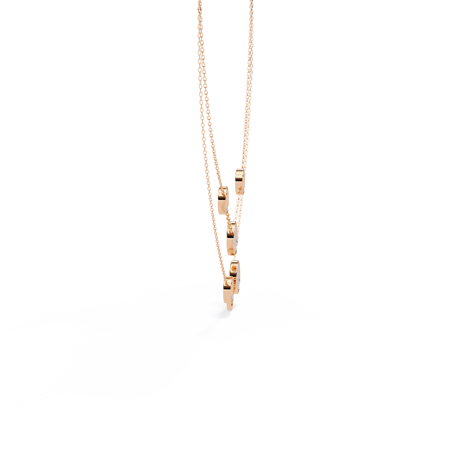 Pink Gold-Gemini Necklace Lab Diamond_view=SIDE