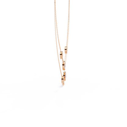 Pink Gold-Gemini Necklace Lab Diamond_view=SIDE