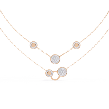 Pink Gold-Gemini Necklace Lab Diamond_view=TOP