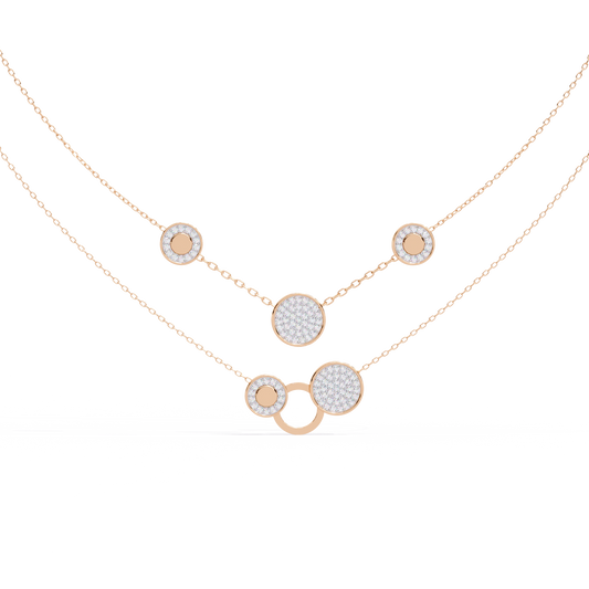 Pink Gold-Gemini Necklace Lab Diamond_view=TOP