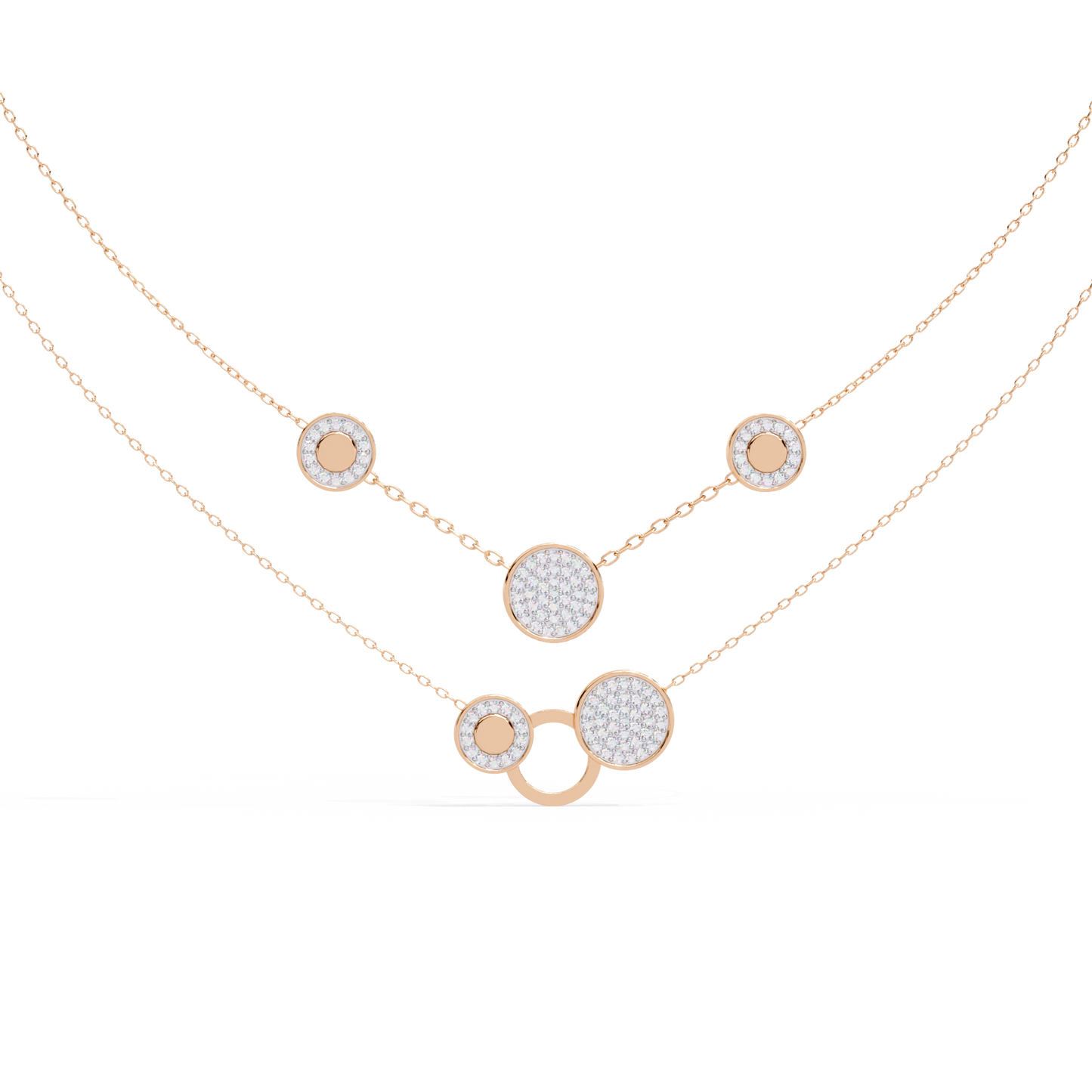 Pink Gold-Gemini Necklace Lab Diamond_view=TOP