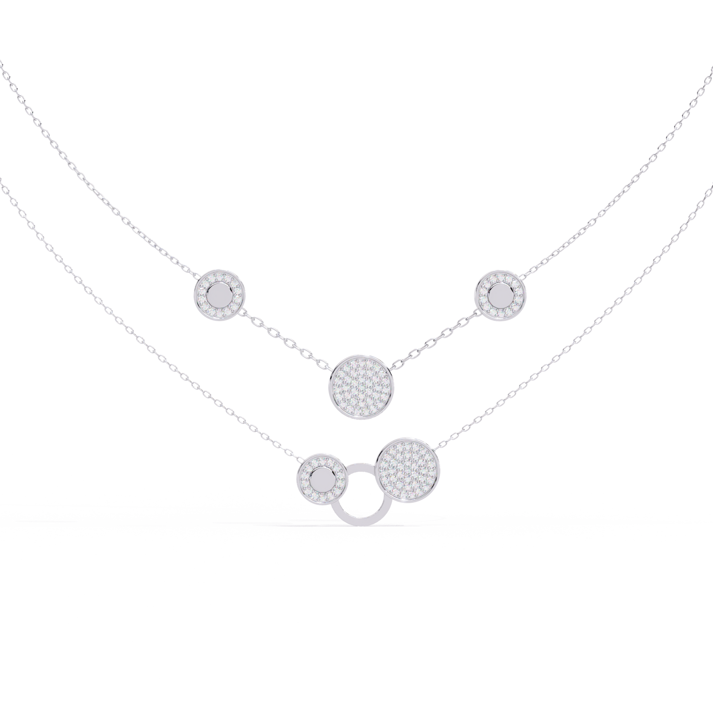 White Gold-Gemini Necklace Lab Diamond_view=TOP