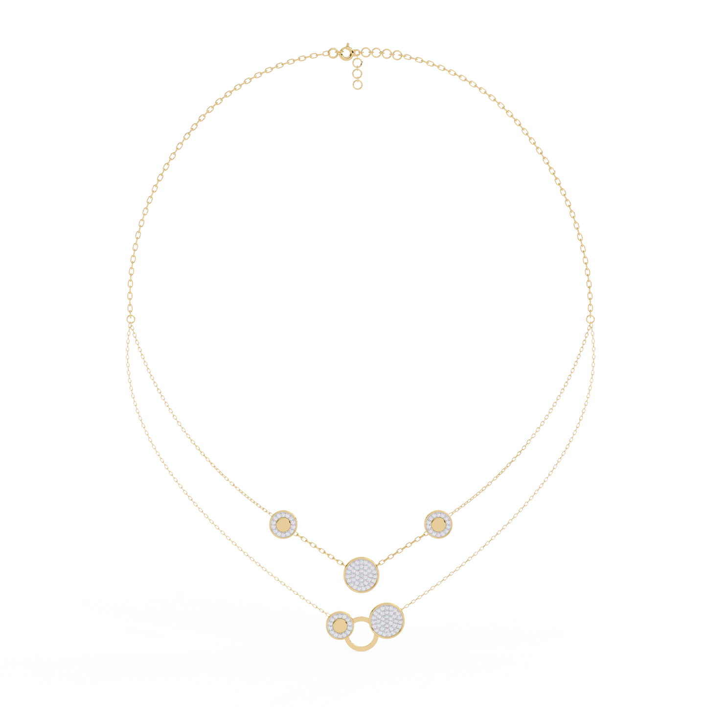 Yellow Gold-Gemini Necklace Lab Diamond_view=FRONT