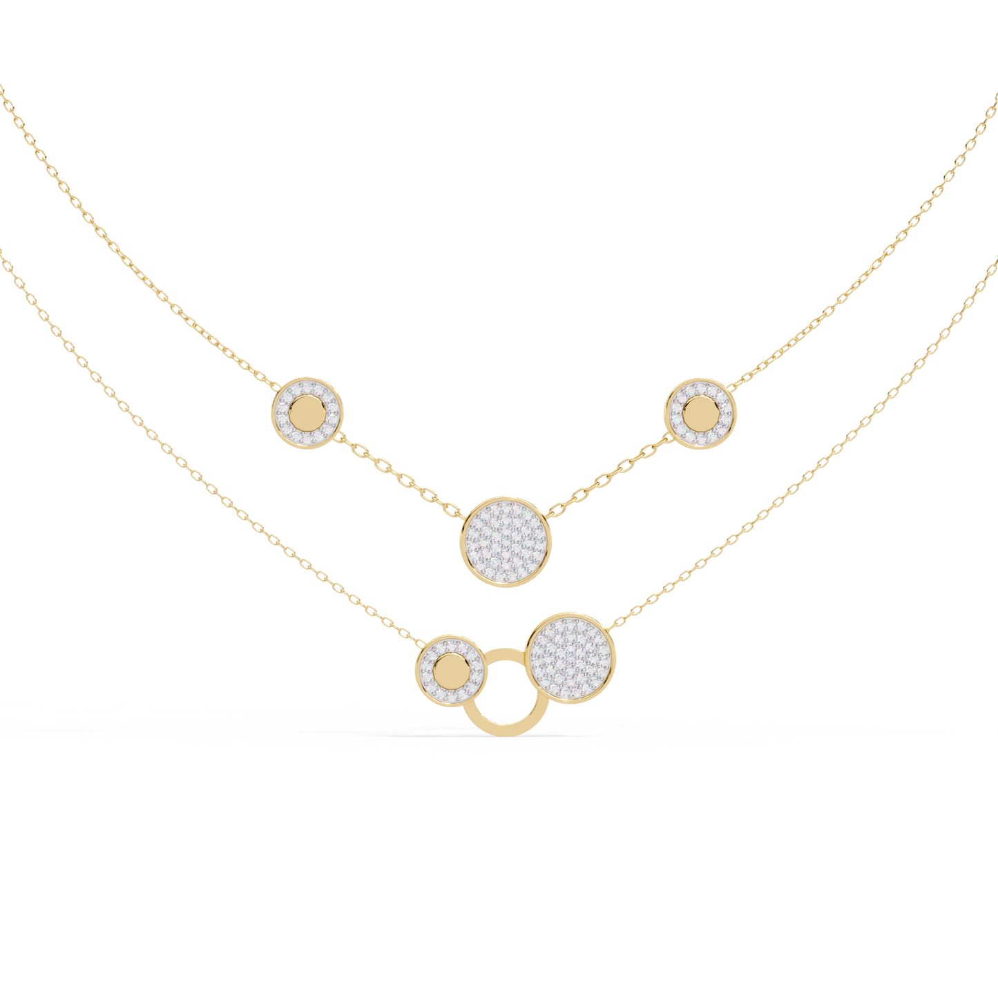 Yellow Gold-Gemini Necklace Lab Diamond_view=TOP