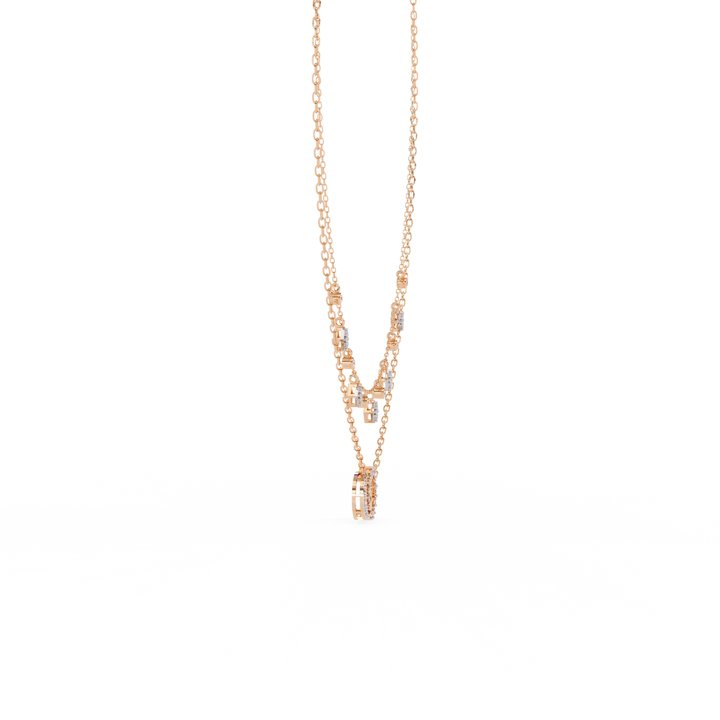 Pink Gold-Orion Necklace Lab Diamond_view=SIDE