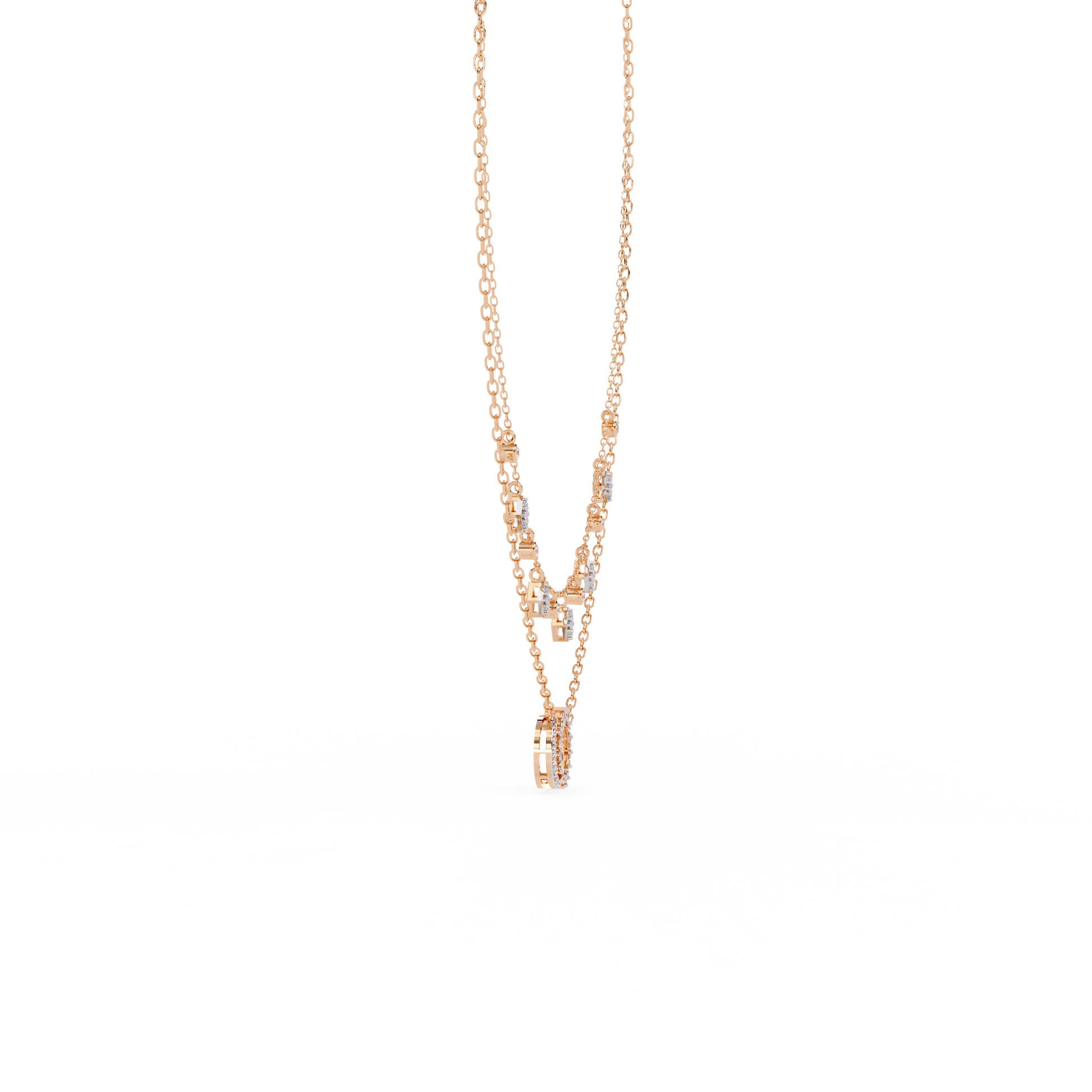 Pink Gold-Orion Necklace Lab Diamond_view=SIDE