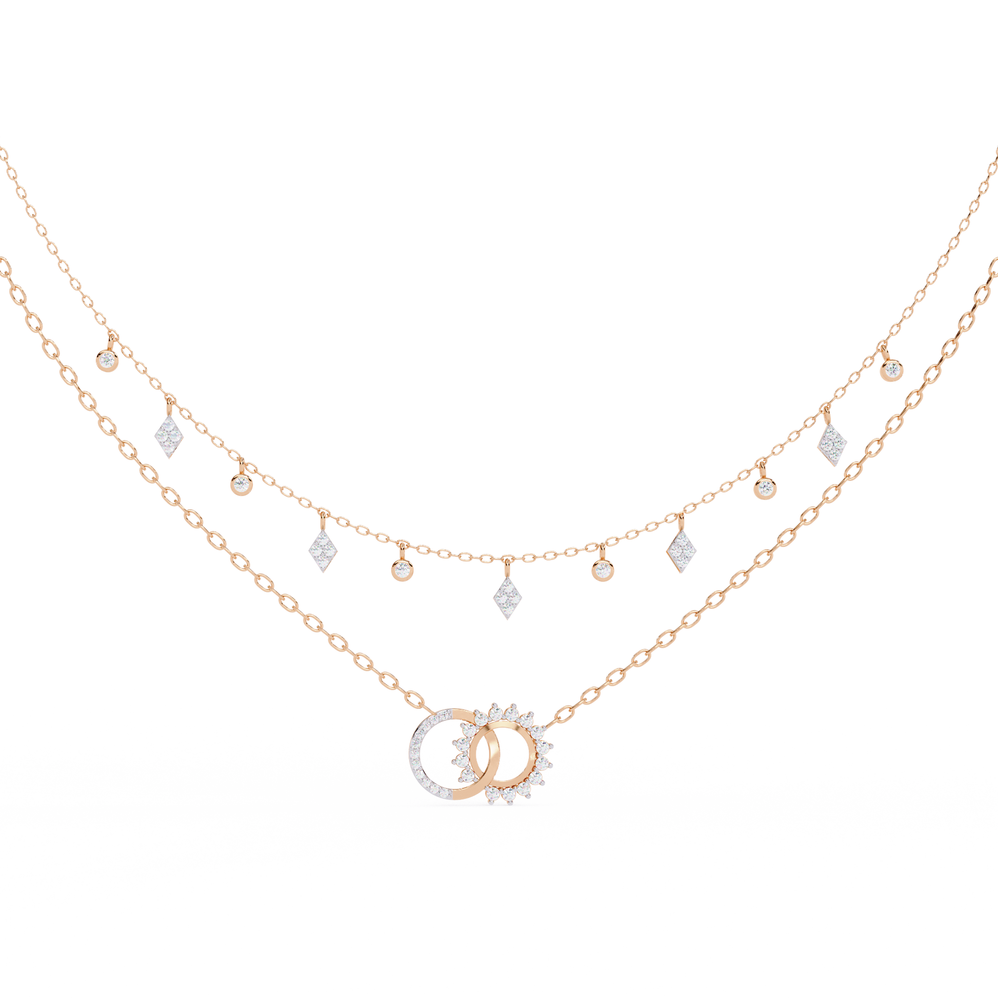 Pink Gold-Orion Necklace Lab Diamond_view=TOP