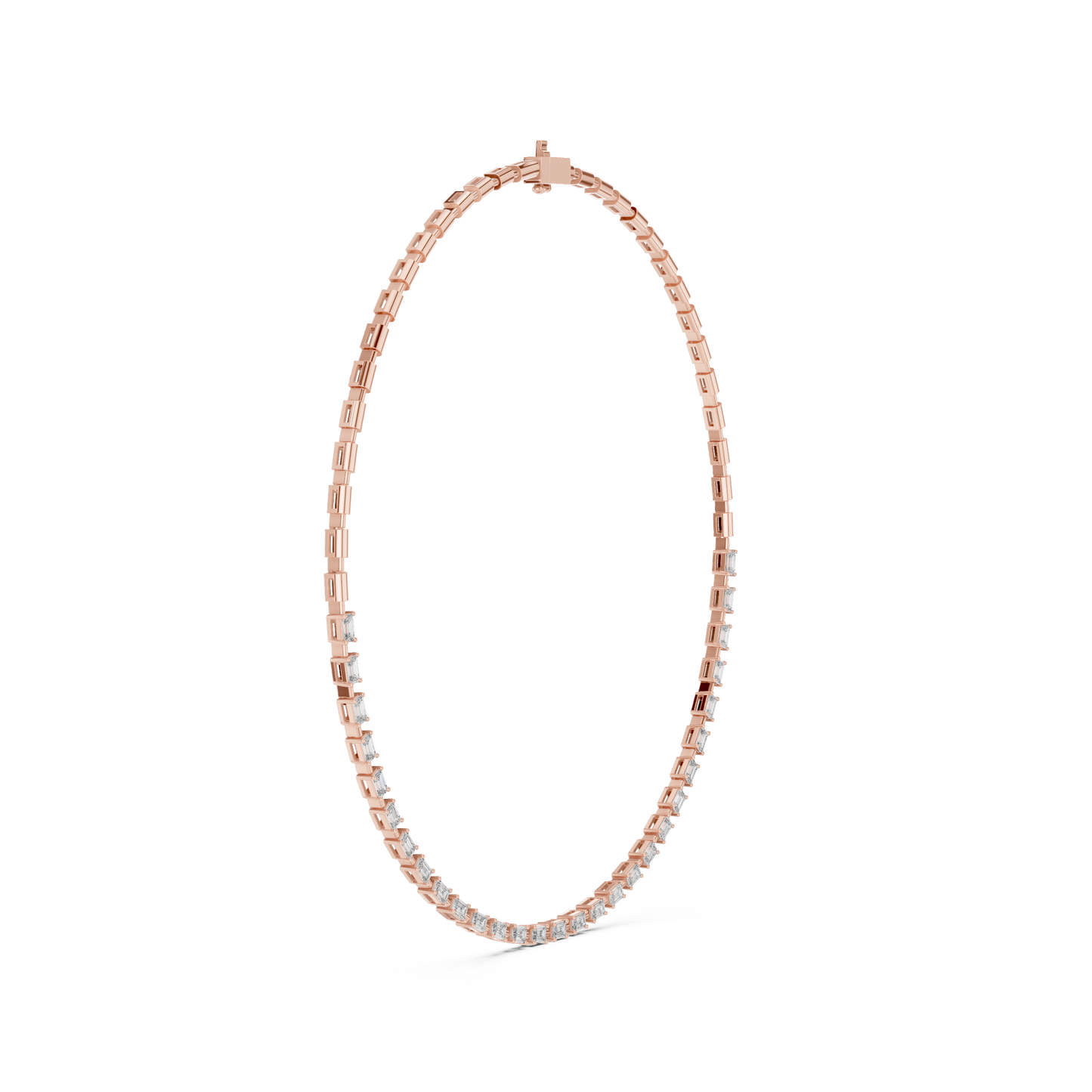Pink Gold-Radiance Tennis Necklace Lab Diamond_view=3DV