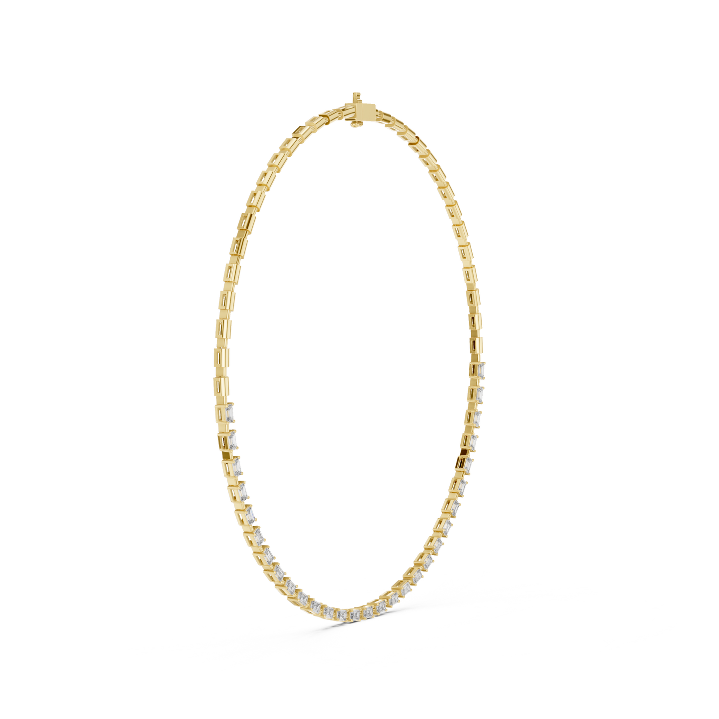 Yellow Gold-Radiance Tennis Necklace Lab Diamond_view=3DV