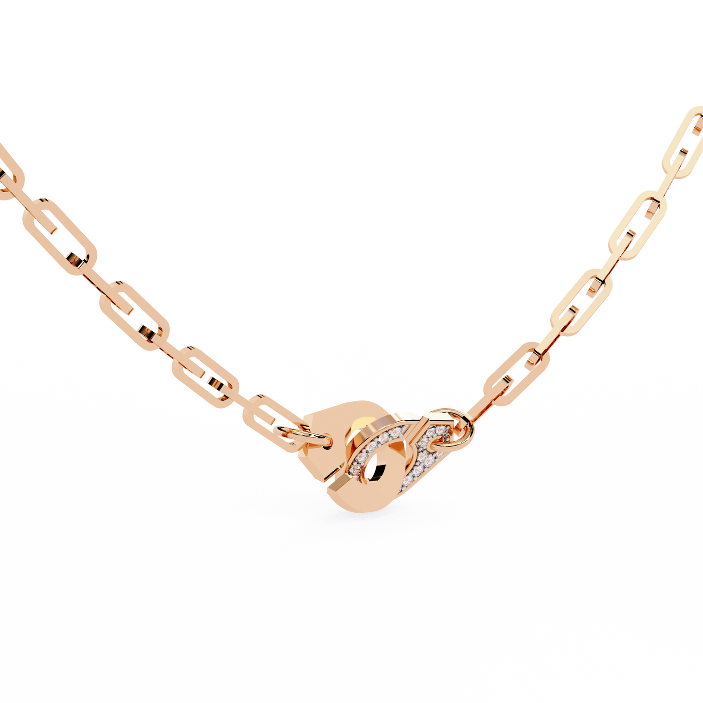 Pink Gold-Diamond Necklace Lab Diamond_view=3DV