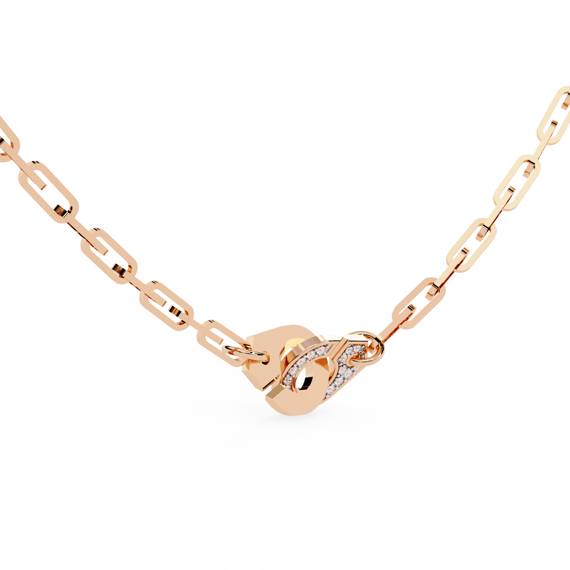 Pink Gold-Diamond Necklace Lab Diamond_view=3DV