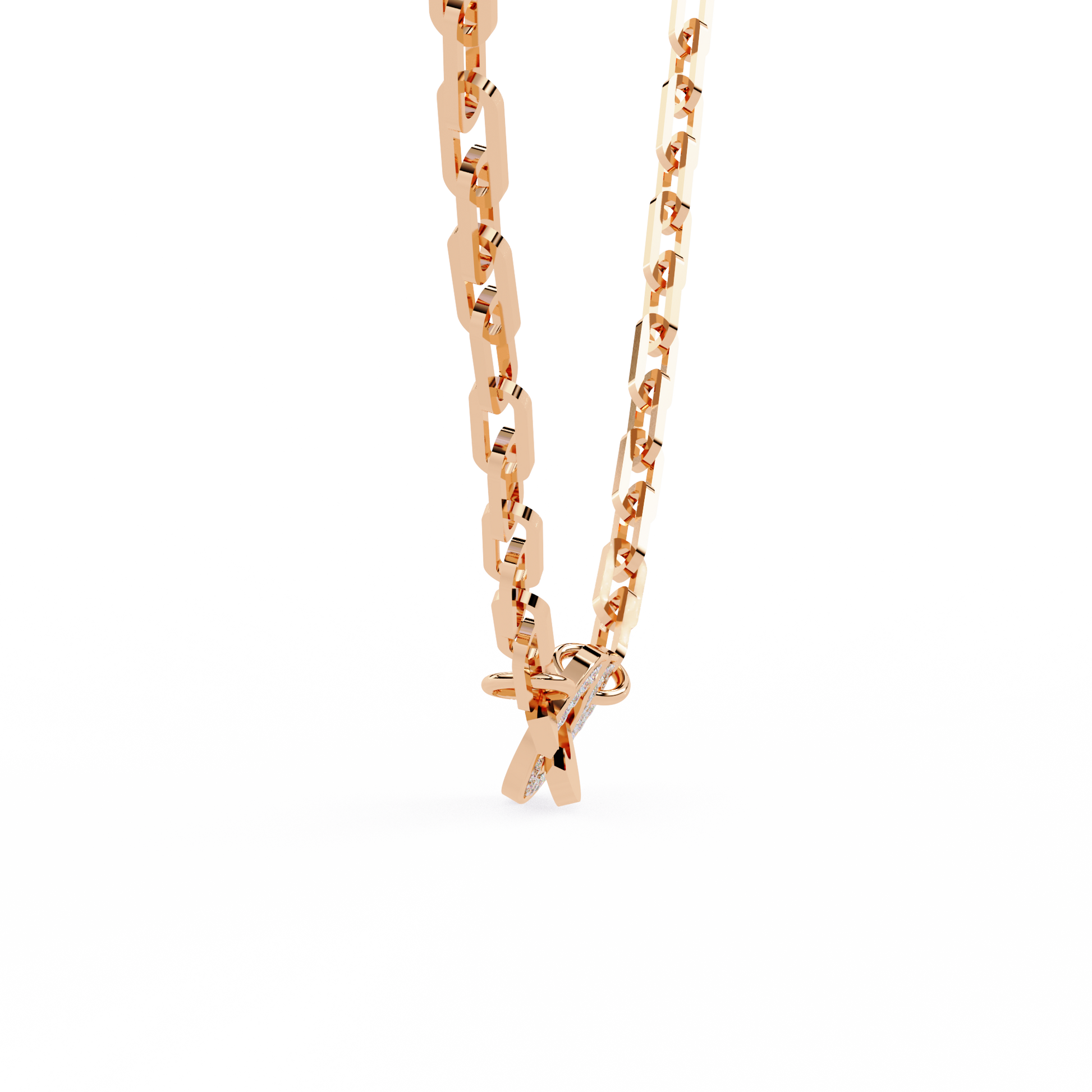 Pink Gold-Diamond Necklace Lab Diamond_view=SIDE