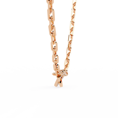 Pink Gold-Diamond Necklace Lab Diamond_view=SIDE