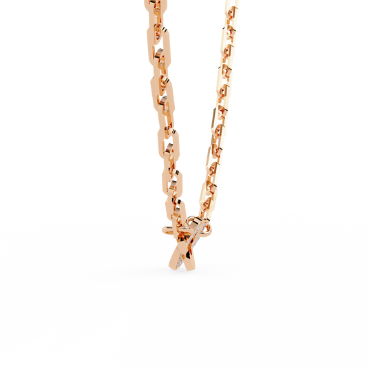 Pink Gold-Diamond Necklace Lab Diamond_view=SIDE