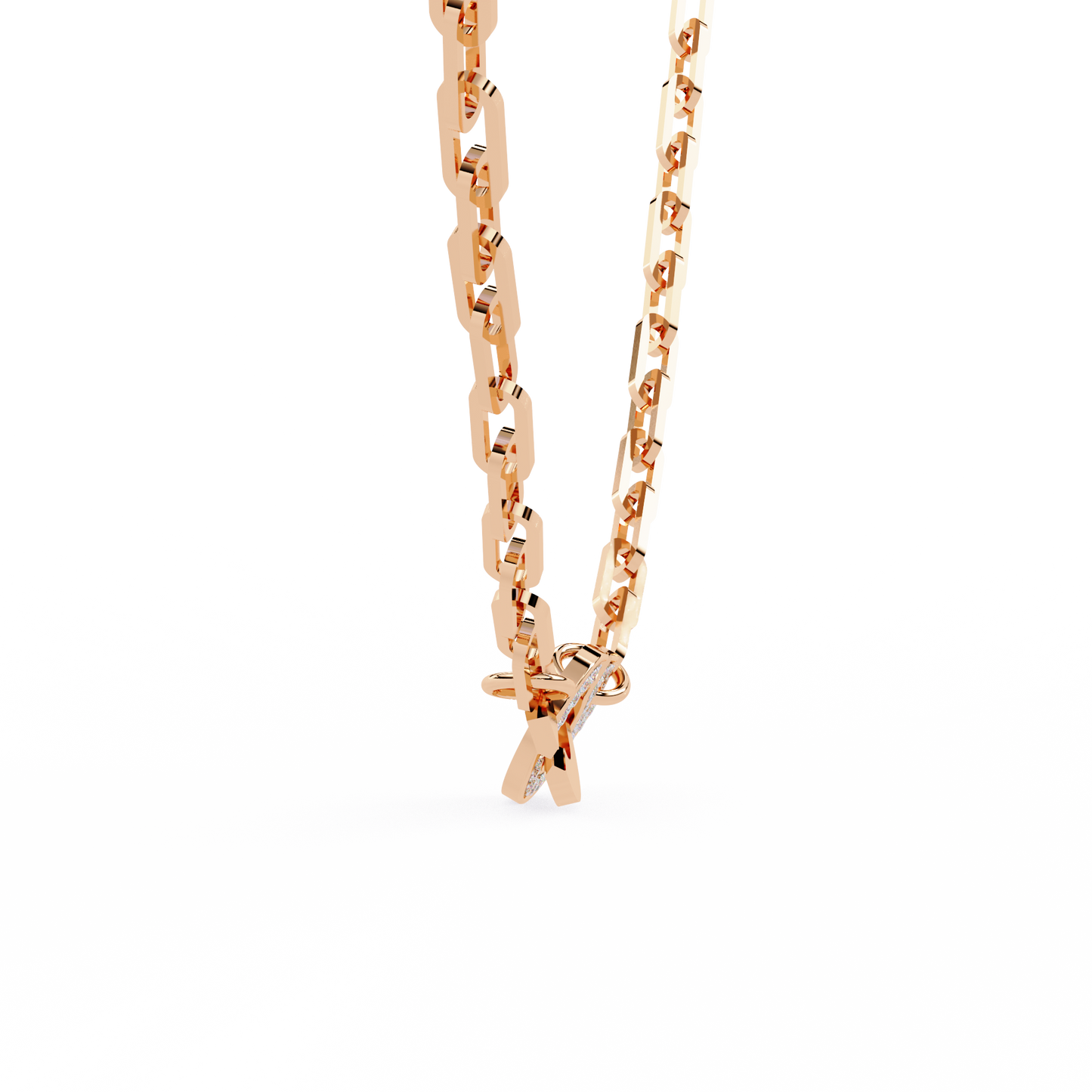 Pink Gold-Diamond Necklace Lab Diamond_view=SIDE