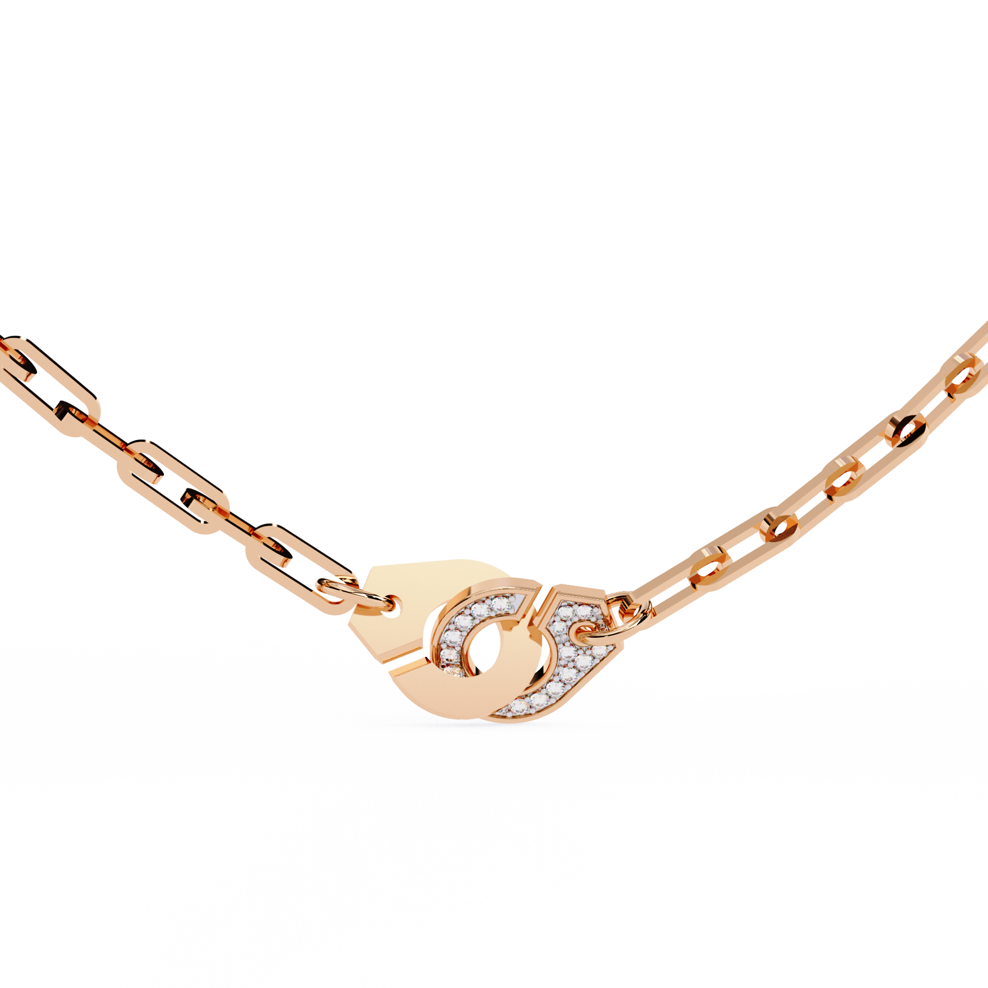 Pink Gold-Diamond Necklace Lab Diamond_view=TOP