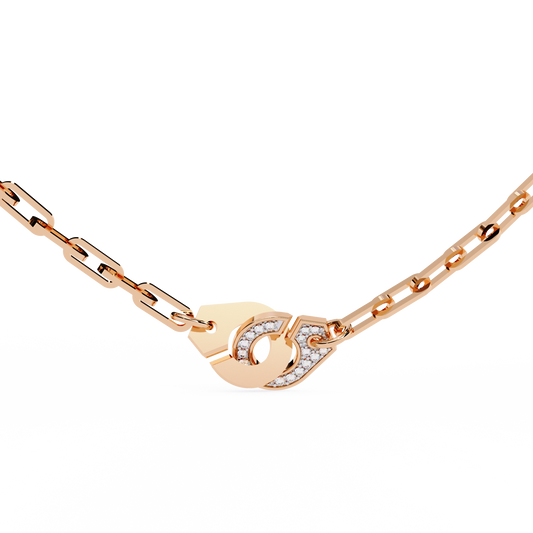Pink Gold-Diamond Necklace Lab Diamond_view=TOP