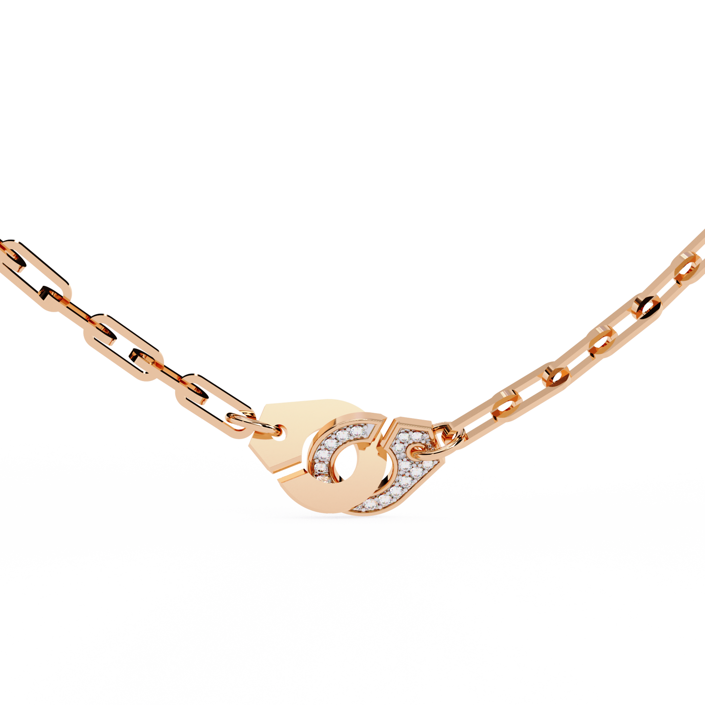 Pink Gold-Diamond Necklace Lab Diamond_view=TOP