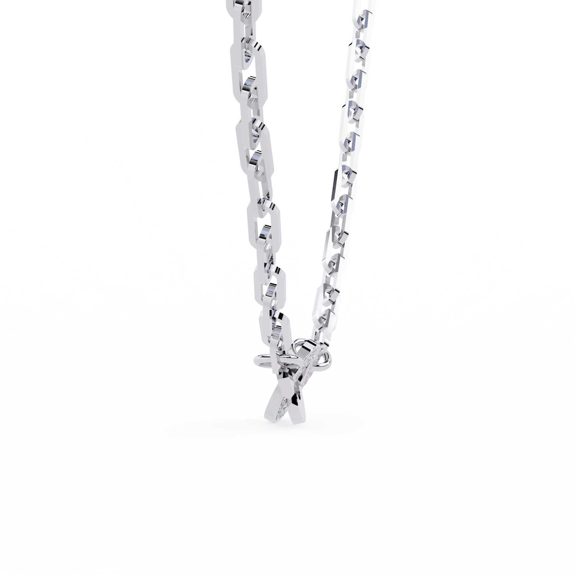 White Gold-Diamond Necklace Lab Diamond_view=SIDE