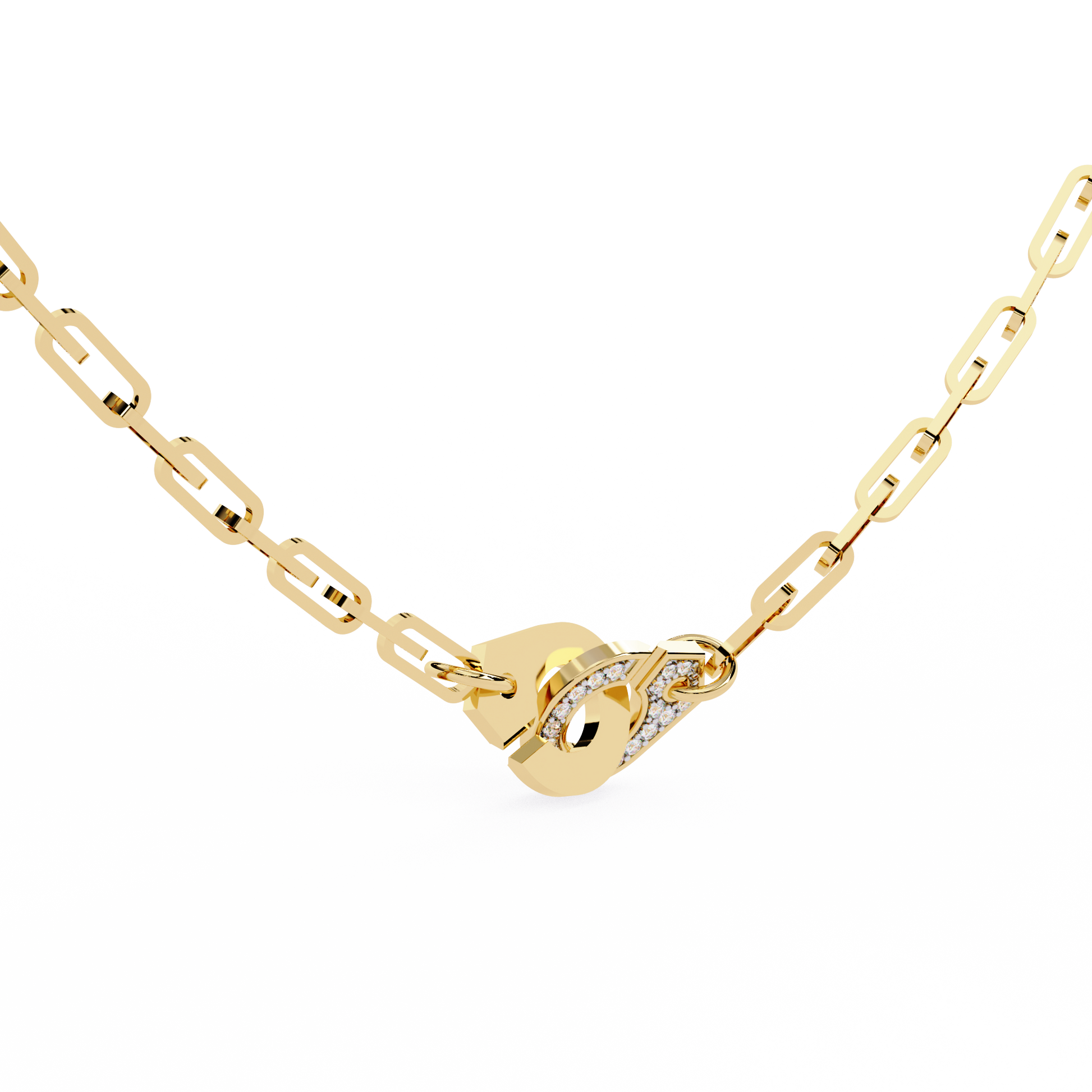 Yellow Gold-Diamond Necklace Lab Diamond_view=3DV
