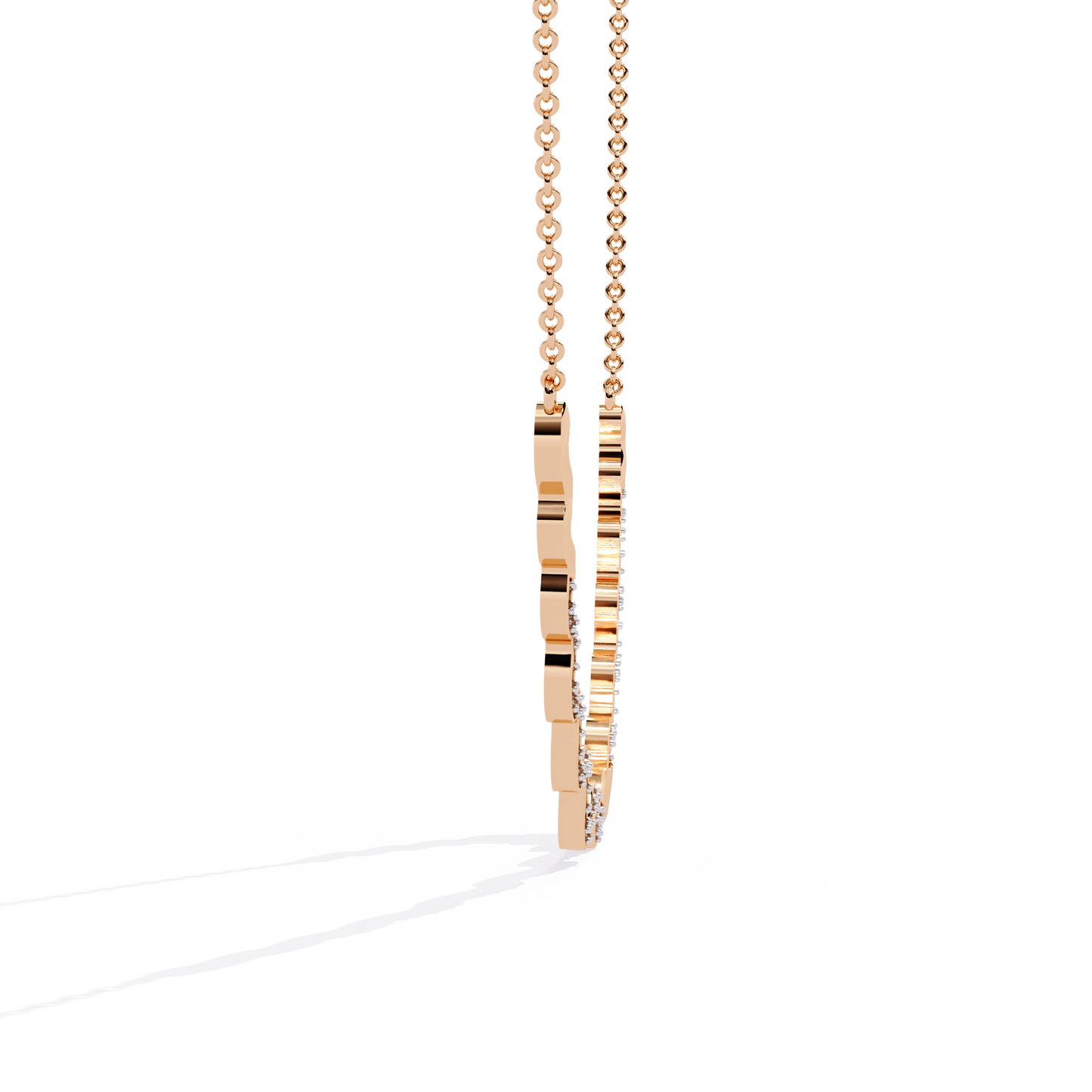 Pink Gold-Luna Necklace Lab Diamond_view=SIDE