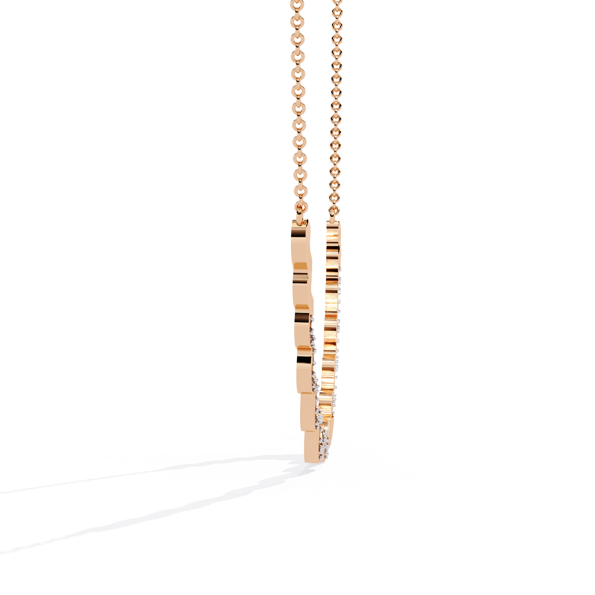 Pink Gold-Luna Necklace Lab Diamond_view=SIDE