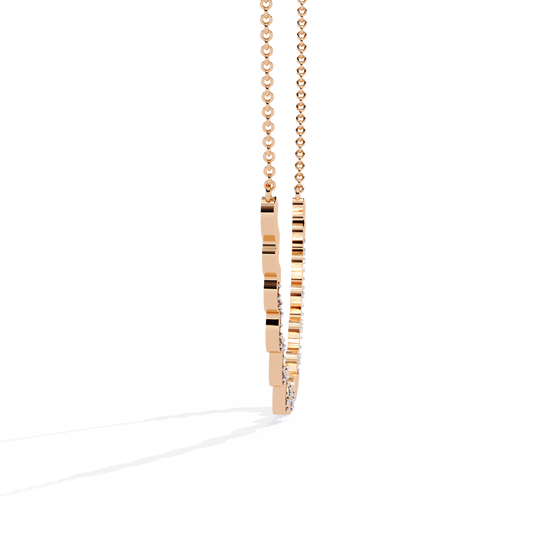 Pink Gold-Luna Necklace Lab Diamond_view=SIDE